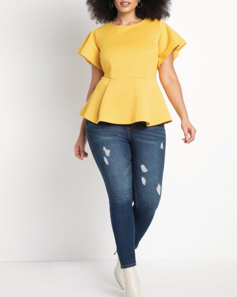 Plus Size Carter Peplum Top Spicy Mustard